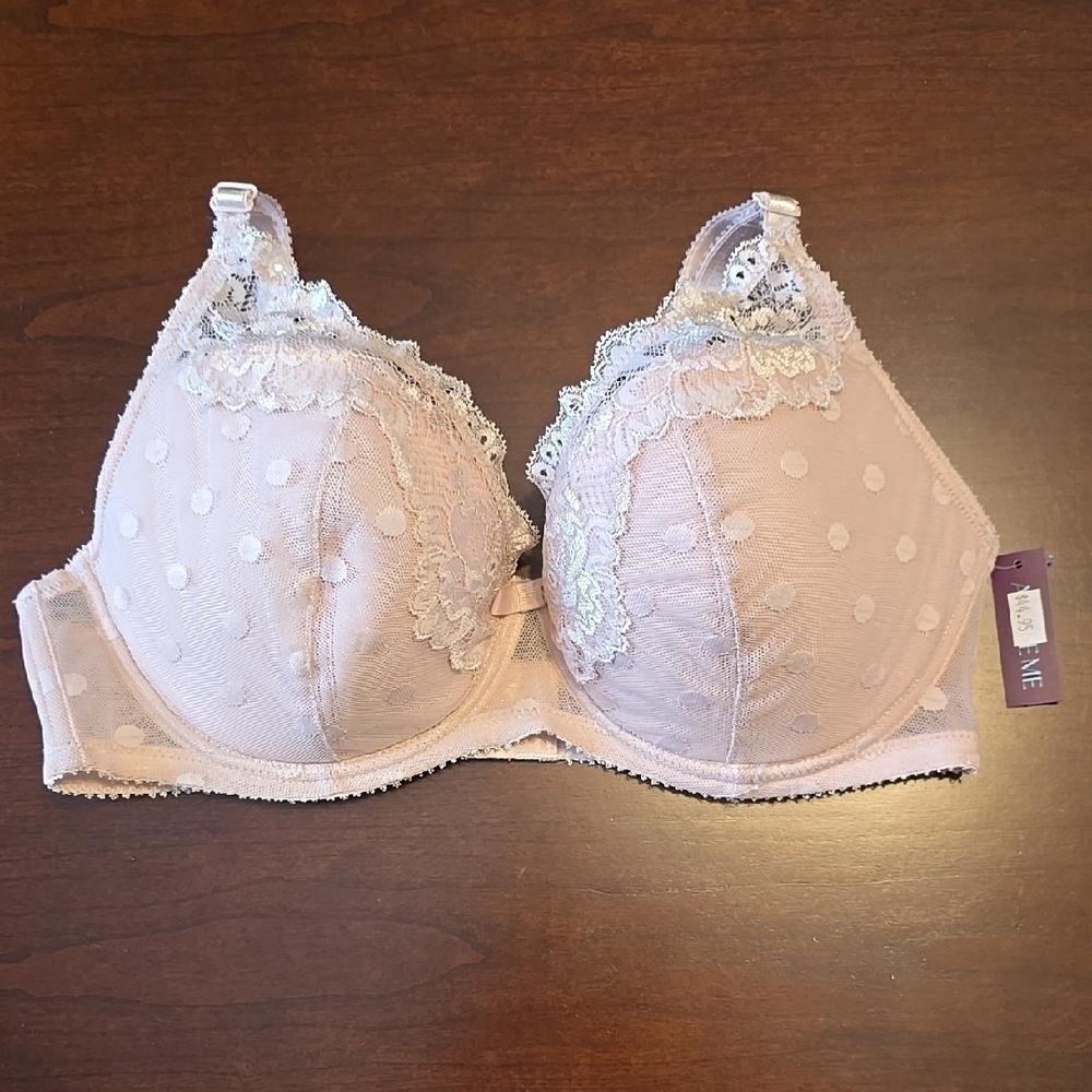 Adore Me Pink Lace Polka Dot Bra New